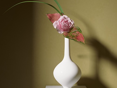 New Chinese Style Flower-arranging Vase Ornaments Japanese Style Flower-arranging Floriculture Small Original Zen Style Iris Leaf 3d model