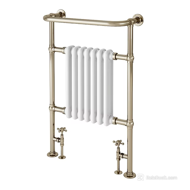 Elegant Bathroom Accessory Metal Frame White Radiator Towel Rail Design 3d model 