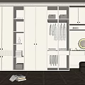 White Modern Wardrobe with Glass Doors and Dressing Table Mirror Interior Design