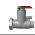 Silver Metal Pipe Valve With Red Handle And Connection Ports For Industrial Use