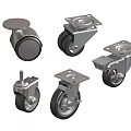 Assorted Industrial Casters Featuring Different Designs Metal Bases and Rubber Wheels