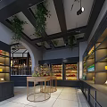 Stylish Fruit Store Interior With Display Counters Fresh Fruits And Green Plants