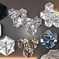 Modern Geometric Wall Decor With Metallic And Crystal Like Shapes For Home Interior Decoration