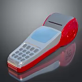 Red And Silver Handheld Computer Terminal Featuring Keyboard Display Screen And Receipt Printer