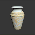 Intricate Sculpture Carving Vase With Blue And Gold Decorative Patterns 3d model