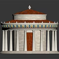 Classical Dome Architectural Model With Red Roof White Columns And Colored Base Trim 3d model