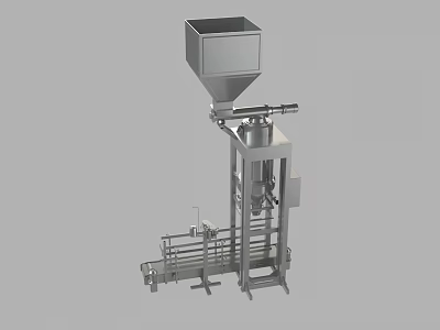 Vertical Industrial Equipment with Stainless Steel Hopper and Cylindrical Conveying Component 3d model