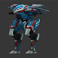 Blue And Red Armored Robot Character With Streamlined Mechanical Design And Standing Pose 3d model