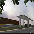 Modern School Campus With Teaching Buildings Sports Ground Running Track And Green Spaces