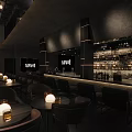 Modern Stylish Bar Interior With Round Pendant Lights Comfortable Seats And Decorative Wall