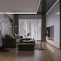 Modern Living Dining Room Interior Design With Sofa Coffee Table And Floor Lamp