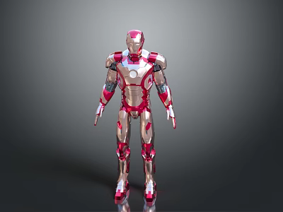 Iron Man 3D Model With Red And Gold Metallic Armor Movie Game Character 3d model