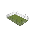 Fenced Football Field with Green Turf Goal Posts and Surrounding Lighting