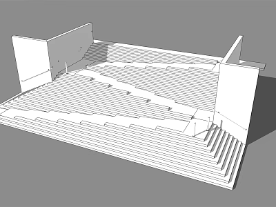 Commercial Landscape Design Featuring Stepped Seating And Modern Architectural Structure 3d model