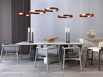 Modern Dining Table and Chair Combination Dining Table and Chair Bar Ceiling 3d model