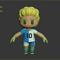 Cartoon Man With Blonde Hair In Blue And White Jersey Number 10 Shorts And Sneakers