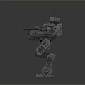 3D Model Of Gray Armored Mechanical Robot With Mechanical Arms Legs And Antenna