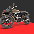 Vintage Brown Black Motorcycle Featuring Classic Seat Red Floor and Black Background