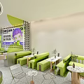 Modern Bubble Tea Shop Interior With Cartoon Character And Displays 3d model