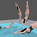 Women Diving And Swimming In Pool With Splashing Water And Swimwear