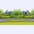 Beautiful Garden Landscape With Colorful Flowers Green Plants And Stone Path