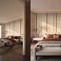 Modern Bedroom Interior Design With Wooden Wall Paneling Large Bed And Natural Light