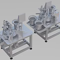 Stainless Steel Industrial Equipment Featuring LCD Screens And Cylindrical Hoppers On Metal Workbenches