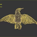 European Starling With Spread Wings And Black White Spotted Feathers On Dark Background