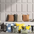 Colorful Decorative Throw Pillows With Diverse Patterns On White Sofa In Living Room