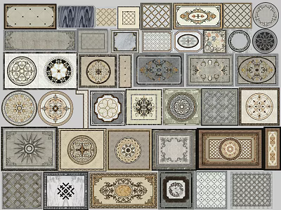 Decorative Interior Floor Tiles With Various Patterns Different Designs And Shapes 3d model