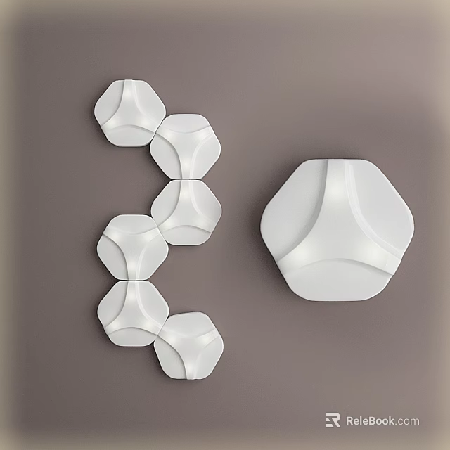Modern White Hexagonal Wall Lamps With Stylish Multiple And Single Design 3d model