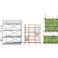 Different Types of Scaffolding Structures with Metal Frames and Safety Platforms for Construction