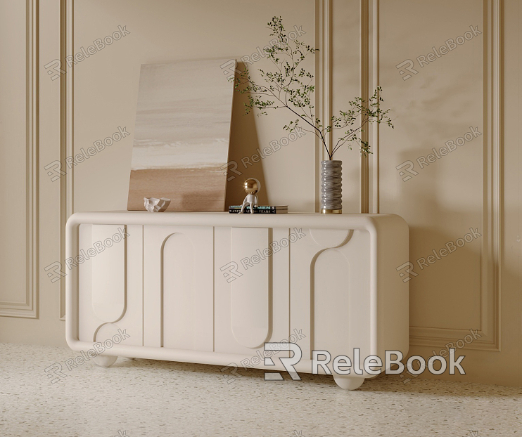 Modern Entrance Cabinet Cream Sideboard Small Apartment Wooden Simple Internet Celebrity Household Side Cabinet against Wall model