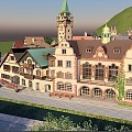 European tourist town fairy tale tourist town 3d model