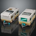 Two Detailed CARAVANCO Caravan Toy Trailers with White Green Exterior