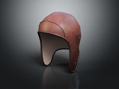 Classic Leather Pilot Hat With Ear Flaps And Soft Lining Design 3d model