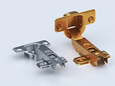 Gold and Silver Metal Hinges for Furniture Hardware with Sturdy Design 3d model