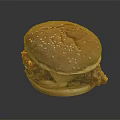 Delicious Juicy Hamburger With Sesame Seed Bun Patty And Cheese On Black Background With Reflection