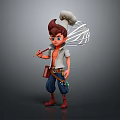 Animated Chef Character Wearing Chef Hat Holding Whisk With Waist Tools White Shirt Blue Pants