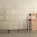 Glass Blocks as Building Components with Different Textures and Shapes Arranged on Wall 3d model