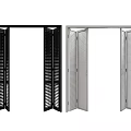 Open Black and Silver Louvered Folding Doors for Modern Interiors 3d model