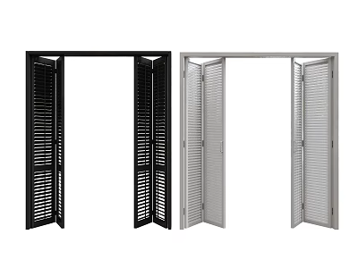 Open Black and Silver Louvered Folding Doors for Modern Interiors 3d model