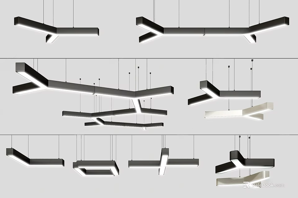 Abstract Pendant Lights with Modern Irregular Shapes and Creative Hanging Designs 3d model 