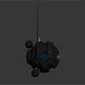 Futuristic Mechanical Robot Character With Spherical Body Antenna And Blue Sensors