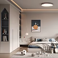 Cheerful Kids Room Interior Design With Bed Bookshelves Toys Study Desk And Rug