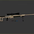 Tactical Sniper Rifle With High Power Scope And Tan Metallic Finish