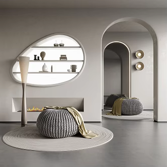 Silky Sofa Stool Sofa Cushion Storage Rack Floor Lamp 3d model