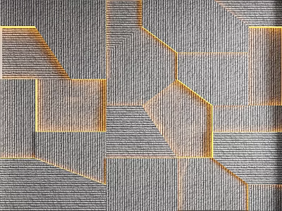 Modern Gray Background Wall With Geometric Patterns Yellow Accent Lines And Textured Design 3d model