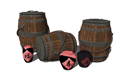 Modern Wine Barrel Wine Barrel Wine Barrel Wine Bottle Nongjiale Sketches 3d model