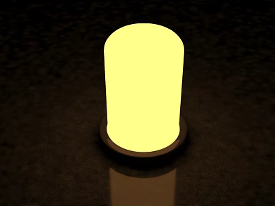 Modern Cylindrical Floor Lamp With Illuminated Shade And Black Base On Dark Surface 3d model